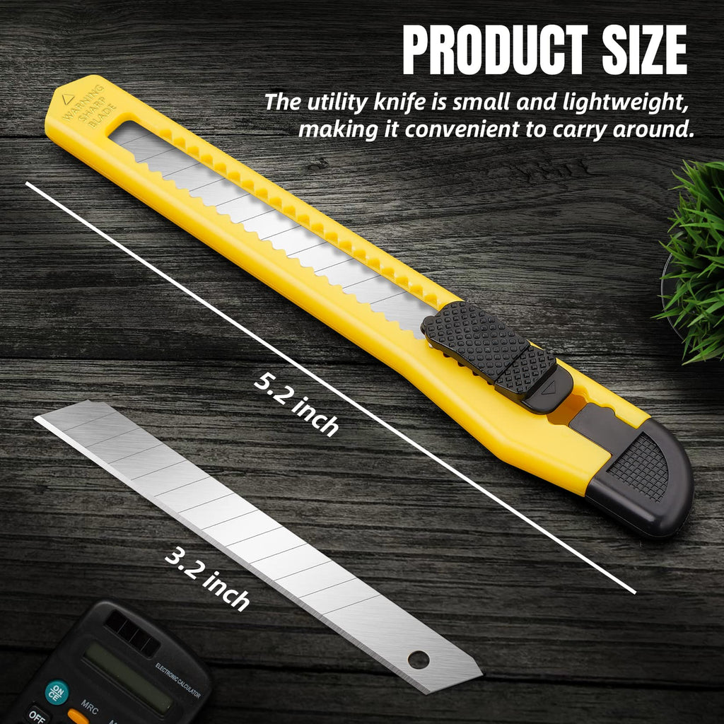 24 Pack Box Cutter Retractable, 9mm Utility Knife, Razor Knife