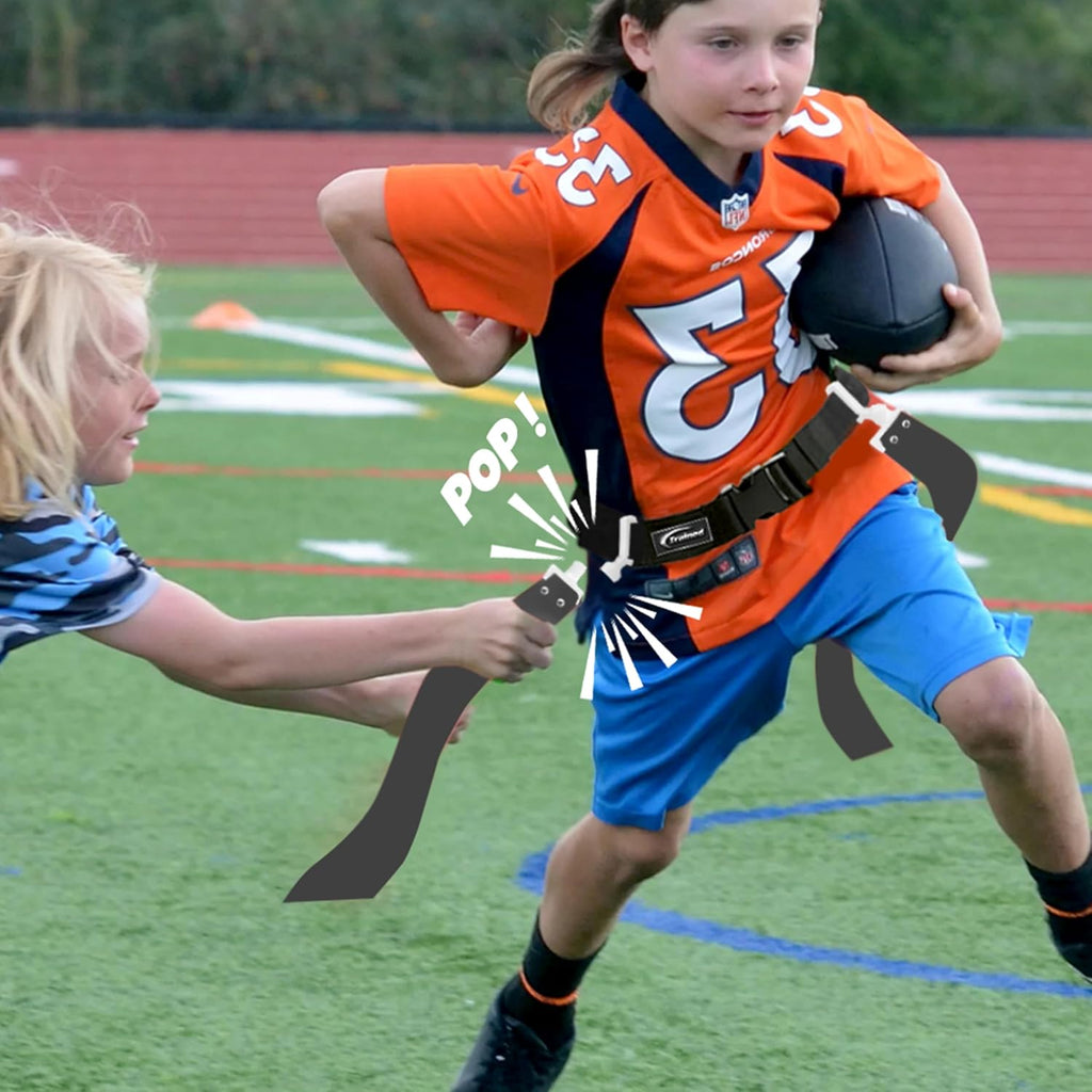 Adjustable Flag Football Belt Set, One Size Fits All | Pop-release flags for fast, fair calls; durable woven material