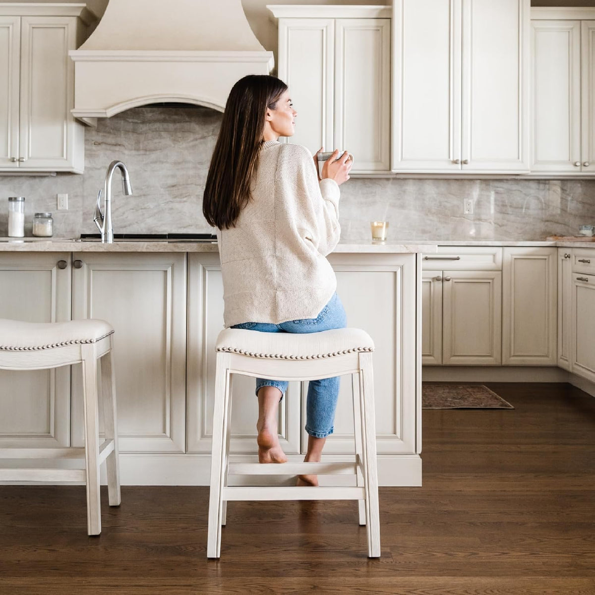 Adrien Backless Counter Stool, Cream, 26"