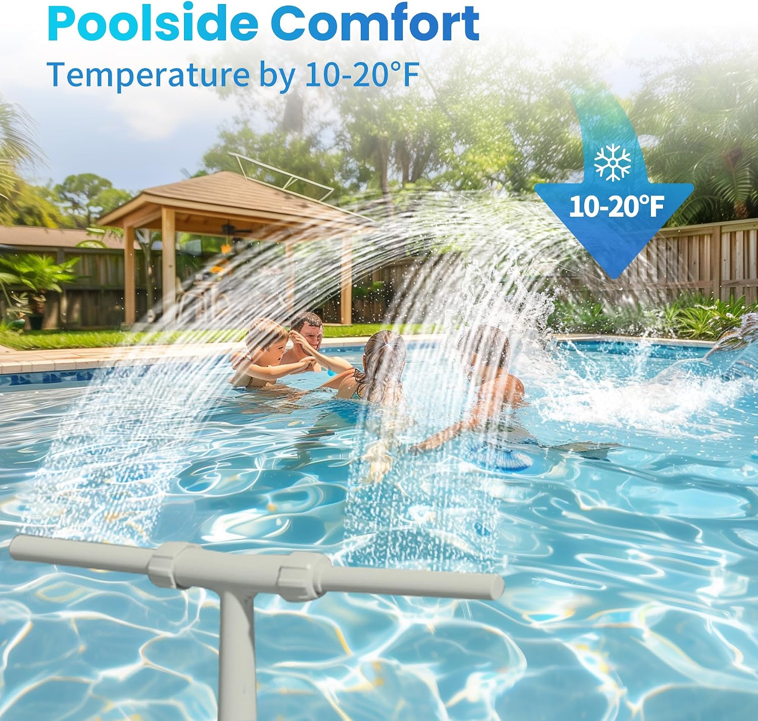 Pool Fountain for Above and In-Ground Pools, Dual Spray Waterfall Sprinkler Fountain, Above Ground Pool Accessories
