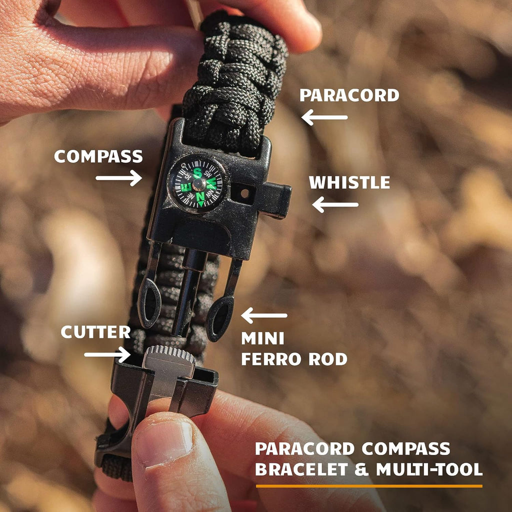 Ferro Rod Fire Starter Kit & Backpacking Multitool | Flint and Steel Striker | Waterproof Magnesium Farrow Rod Tool &
