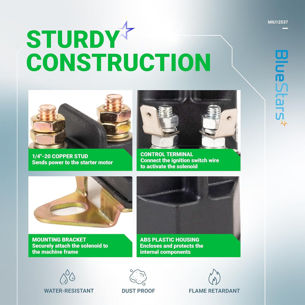 BlueStars MIU12537 Starter Solenoid - Compatible with John Deere S240 X300