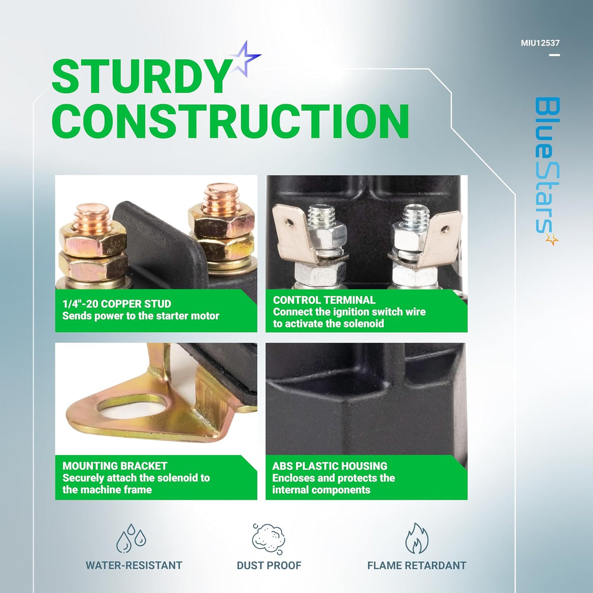 BlueStars MIU12537 Starter Solenoid - Compatible with John Deere S240 X300