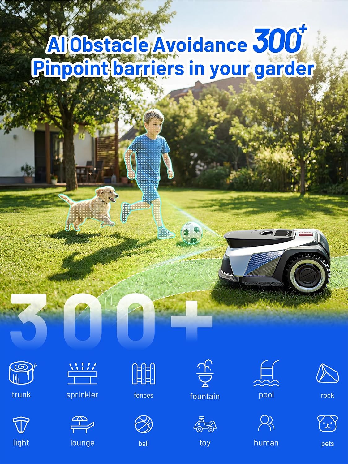 FYELD 500 Robot Lawn Mower, Robotic Lawnmower Without Boundary, Auto Mapping