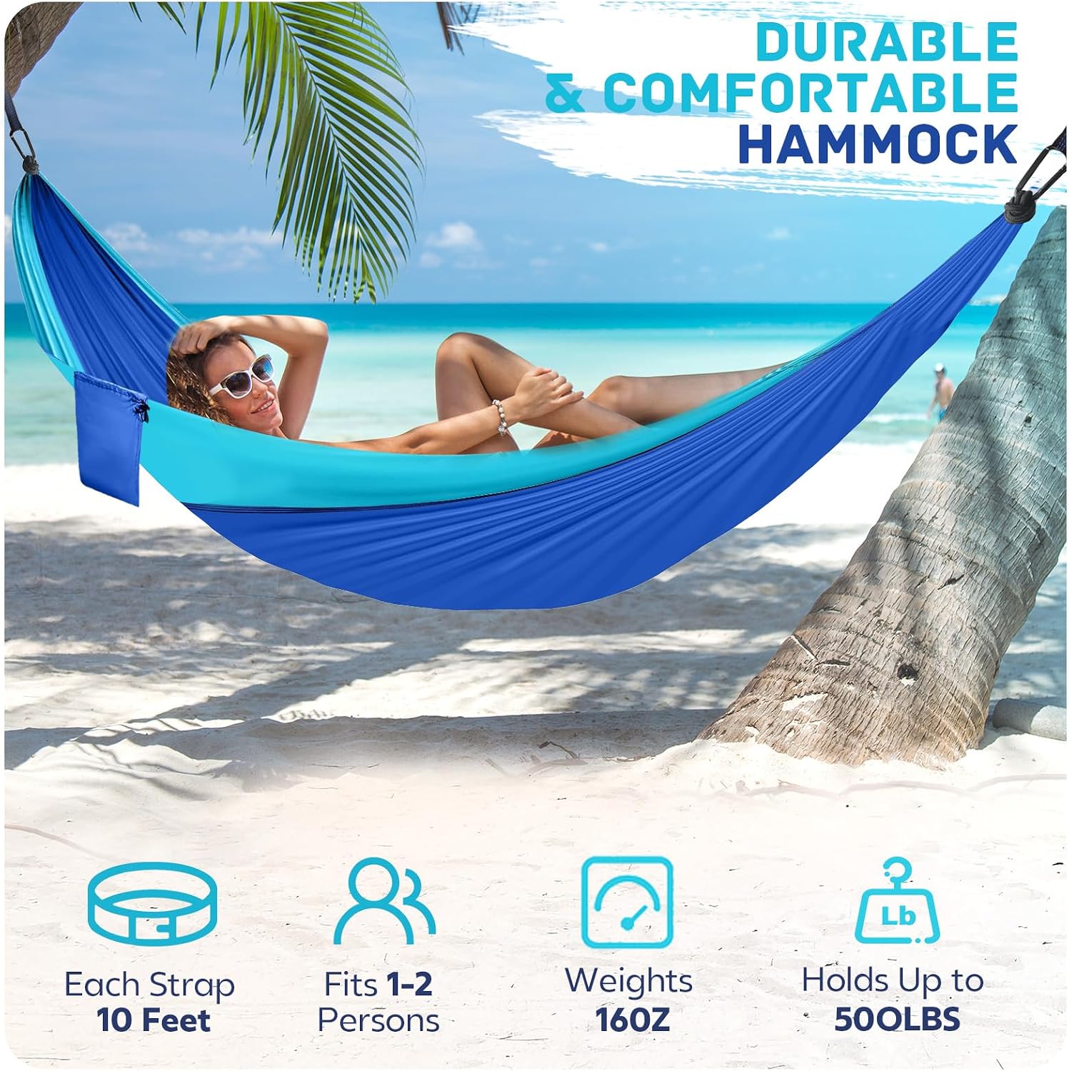 Camping Hammock Lightweight, Portable Hammocks Parachute Hammock with Two Tree Straps, Single or Double Travel Swing
