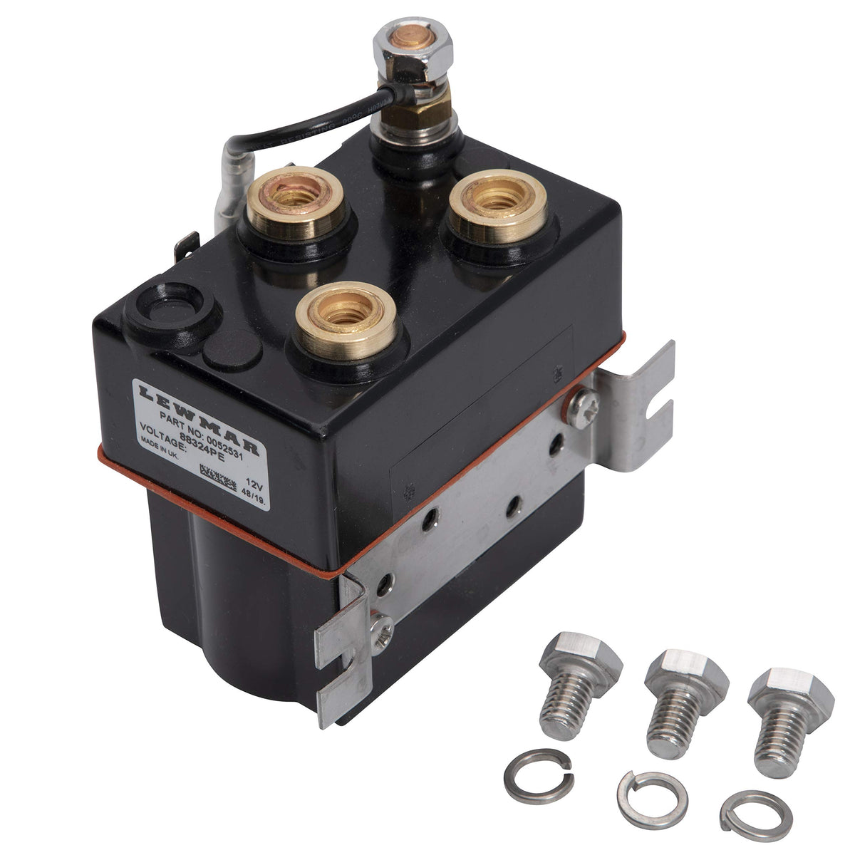 Lewmar Windlass Solenoid Contactor, 12V Dual Direction Reversing Relay for Electric Windlasses, Dual Directional Control for Permanent Magnet Motors, Genuine Replacement Part – 0052531