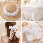 White Lace Ribbon, 1.8" x 6 Yards Double Layer Ruffle Trim