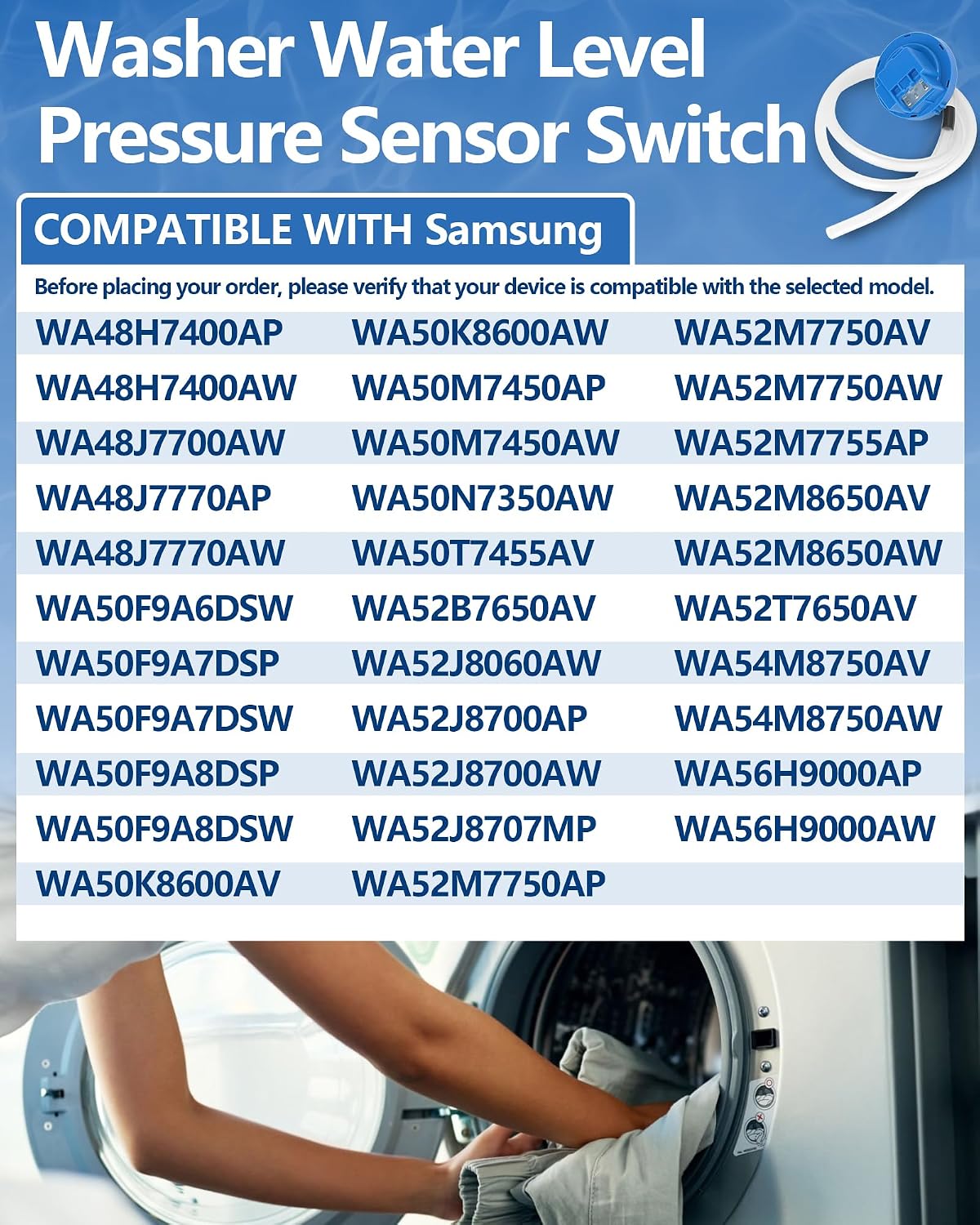 WA50M7450AW WA50M7450AP WA52M7750AV Washer Pressure Sensor Fit for Samsung