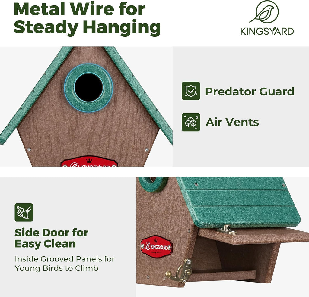 Recycled Poly Lumber Bird House with Predator Guard for Wrens