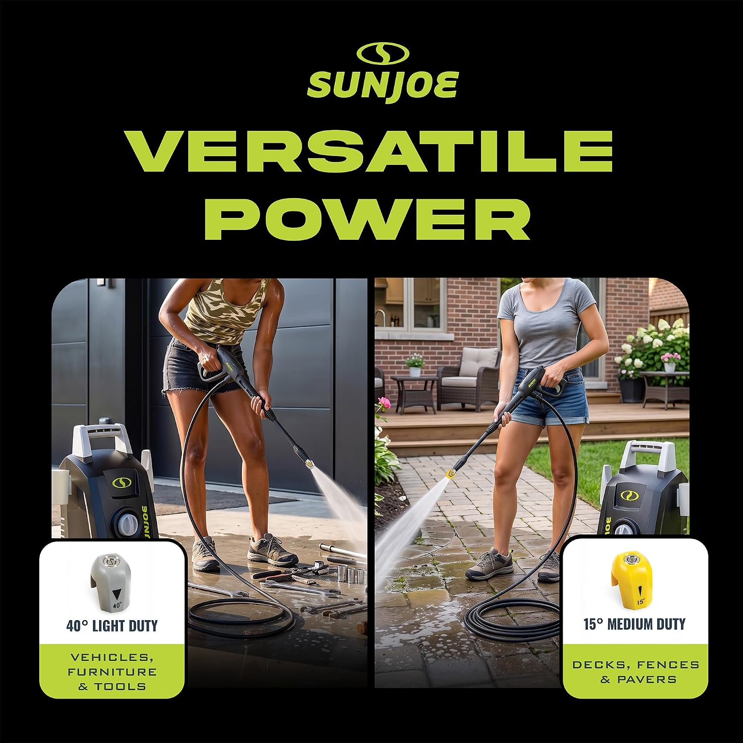 Electric Pressure Washer with 11-Amp Motor and 1.1 GPM, SPX1000 - Portable Water Cleaner with Adjustable Spray Wand