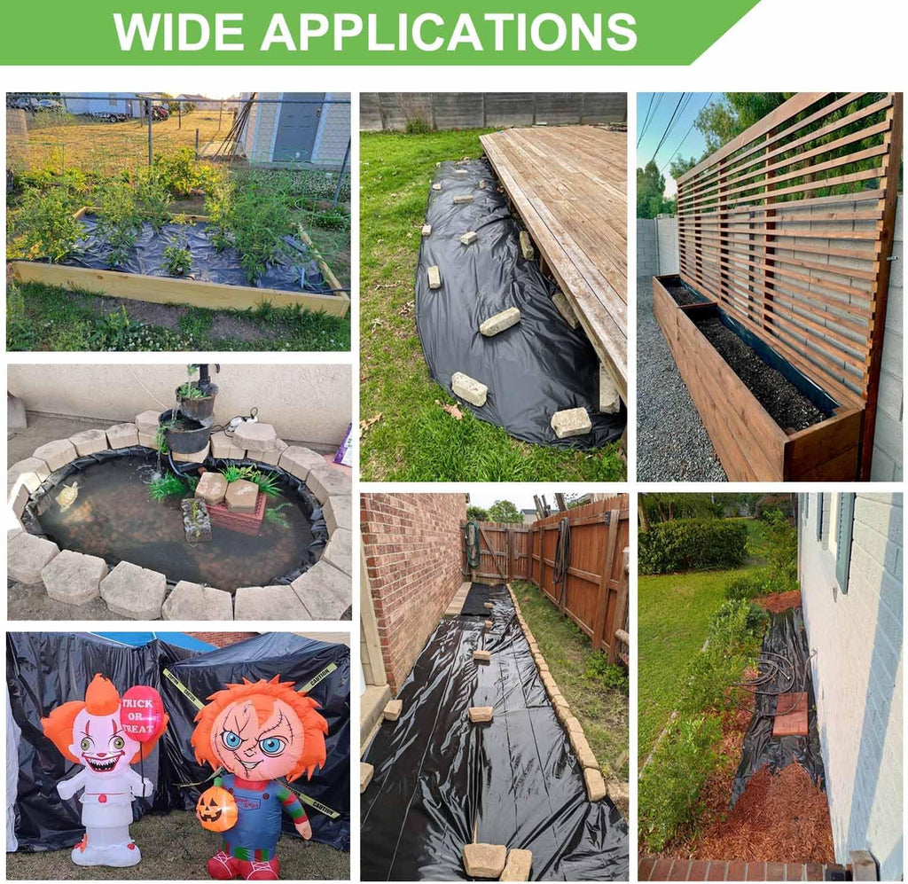 4 Mil Black Plastic Sheeting, 4 FTx100 FT Garden Landscape Plastic