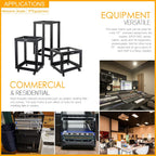 12U Server Rack Open Frame with Casters-RIVECO 4 Post Quick Assembly 19-inch, Data Rack Network Shelf Cabinet Heavy Duty Black