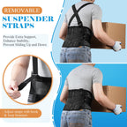Back Support Belt with 2 Removable Suspender Straps, Back Posture Corrector for Heavy Lifting Safety Protector, Work