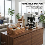 Acacia Wood Coffee Station Organizer for Countertop, Tea Organizer and Holder, Coffee Bar Caddy with Multiple