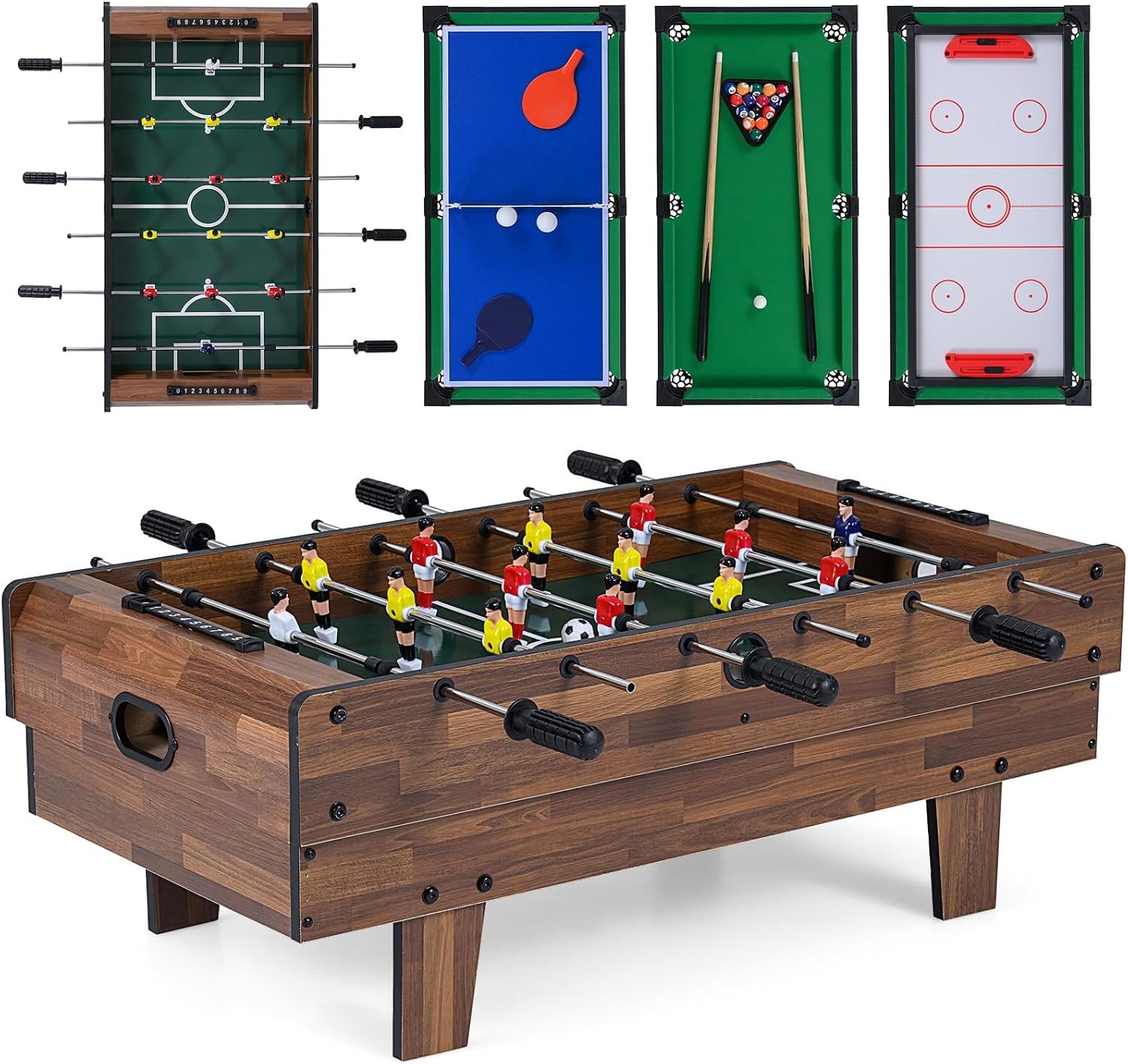4-in-1 Multi Game Table, Combo Foosball Game Table Top w/Billiards, Ping Pong, Push Hockey for Home, Game Room