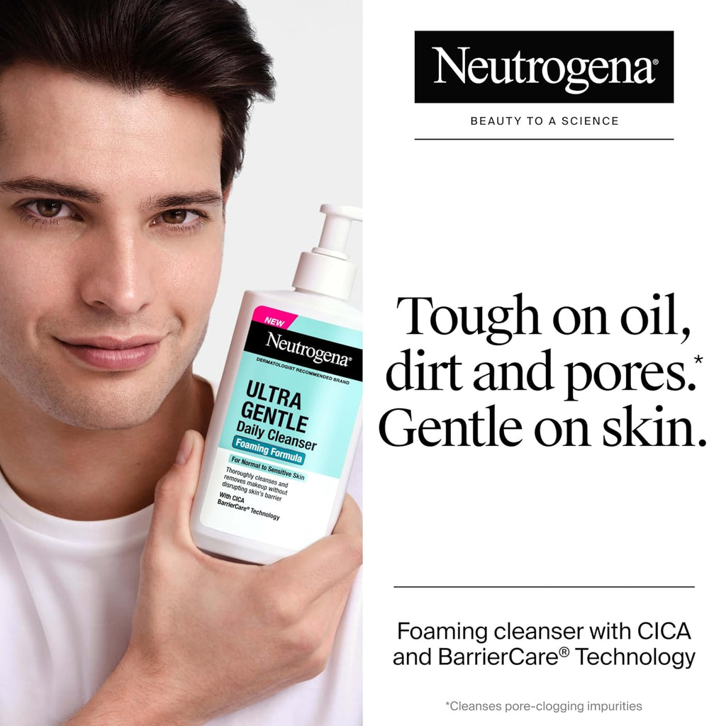 Ultra Gentle Foaming Facial Cleanser, Fragrance Free, 16 fl. oz | Sensitive Skin, Daily Face Wash, Removes Dirt Oil &