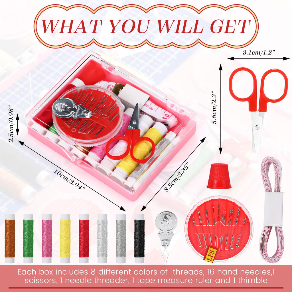 12 Pack Small Sewing Kit Bulk with Scissors Threads Needles
