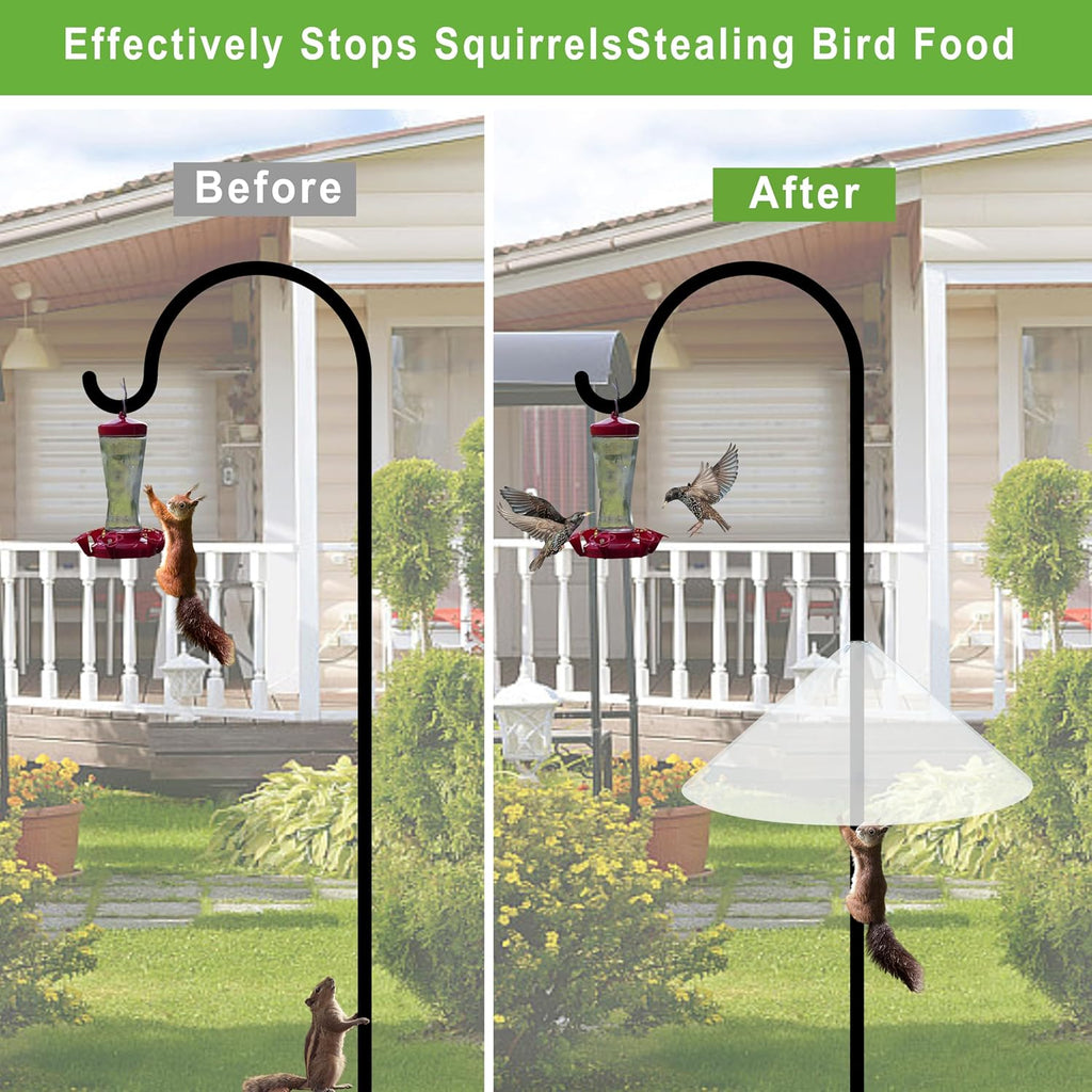Squirrel Baffle for Bird Feeder Pole - 19 Inch for Shepherd’s Hook, Squirrel Proof Cone (1 Pack, Semi-Transparent)