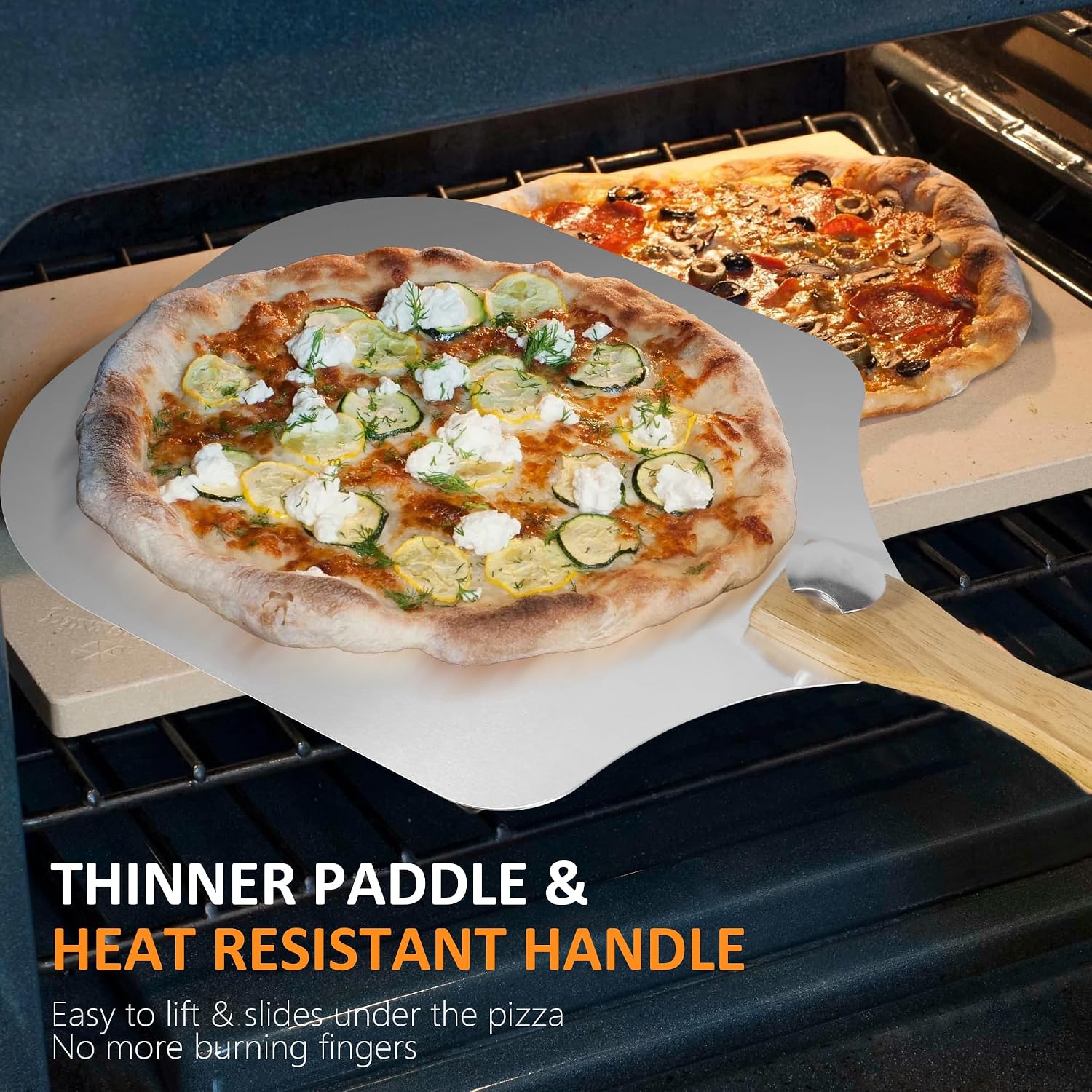 Aluminum Pizza Peel with Cutter, 12 Inch Pizza Paddle Shovel, Metal Turning Peel with 14'' Rocker Cutter, Pizza Oven