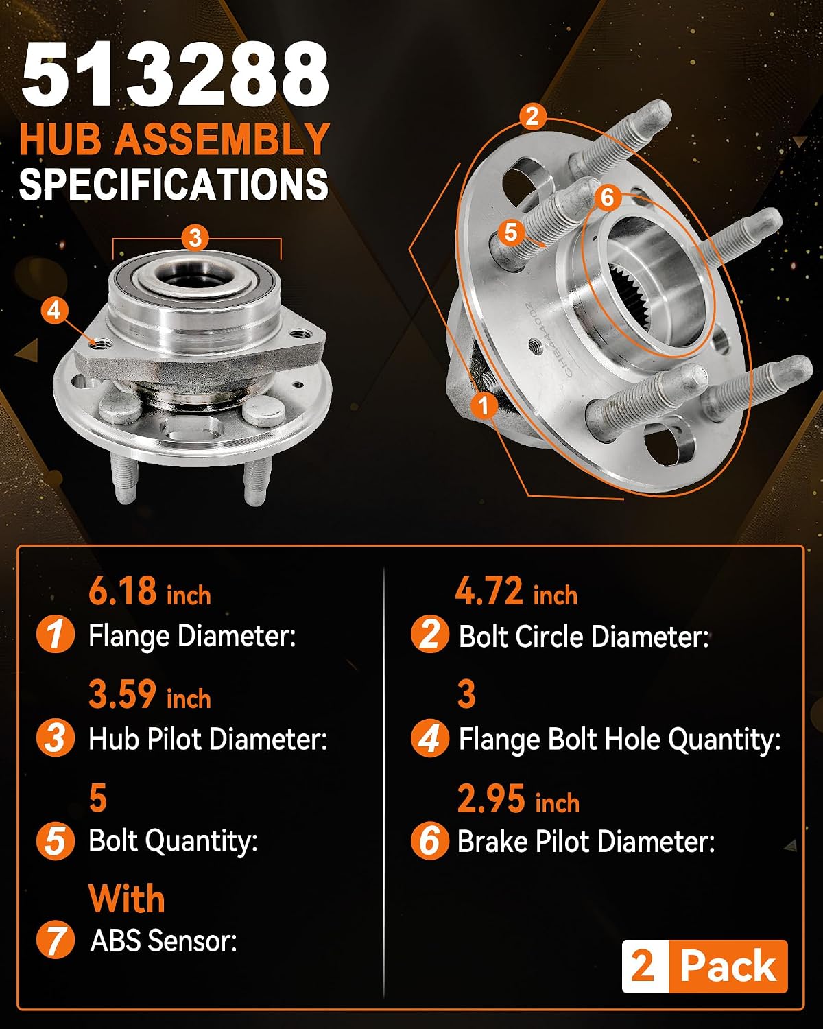 513288 Front or Rear Wheel Bearing Hub for Chevy Equinox 2010-2017