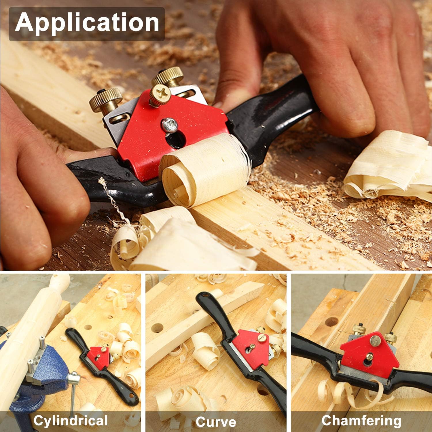 9"/10" Adjustable Flat Spokeshave Set with 6pcs Metal Blades & 1pc Plane | Portable Woodworking Planes, Ergonomic