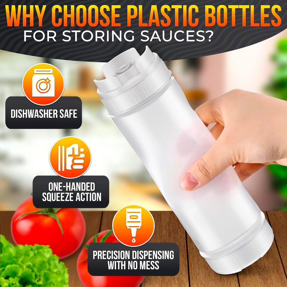 3 Pcs 16 oz Inverted Condiment Squeeze Bottles for Sauces, Refillable