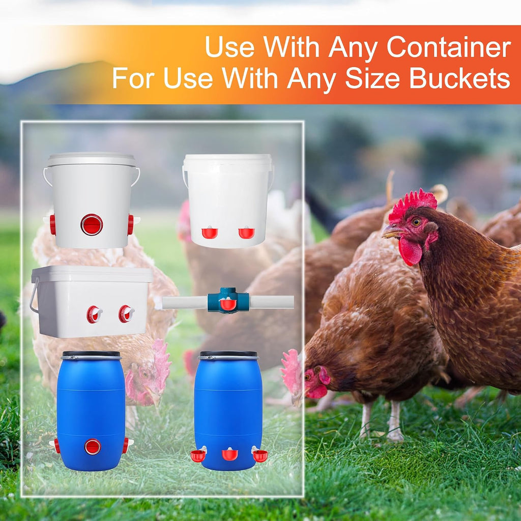 No Waste Chicken Feeders and Waterers - 6 Set with Water Cups