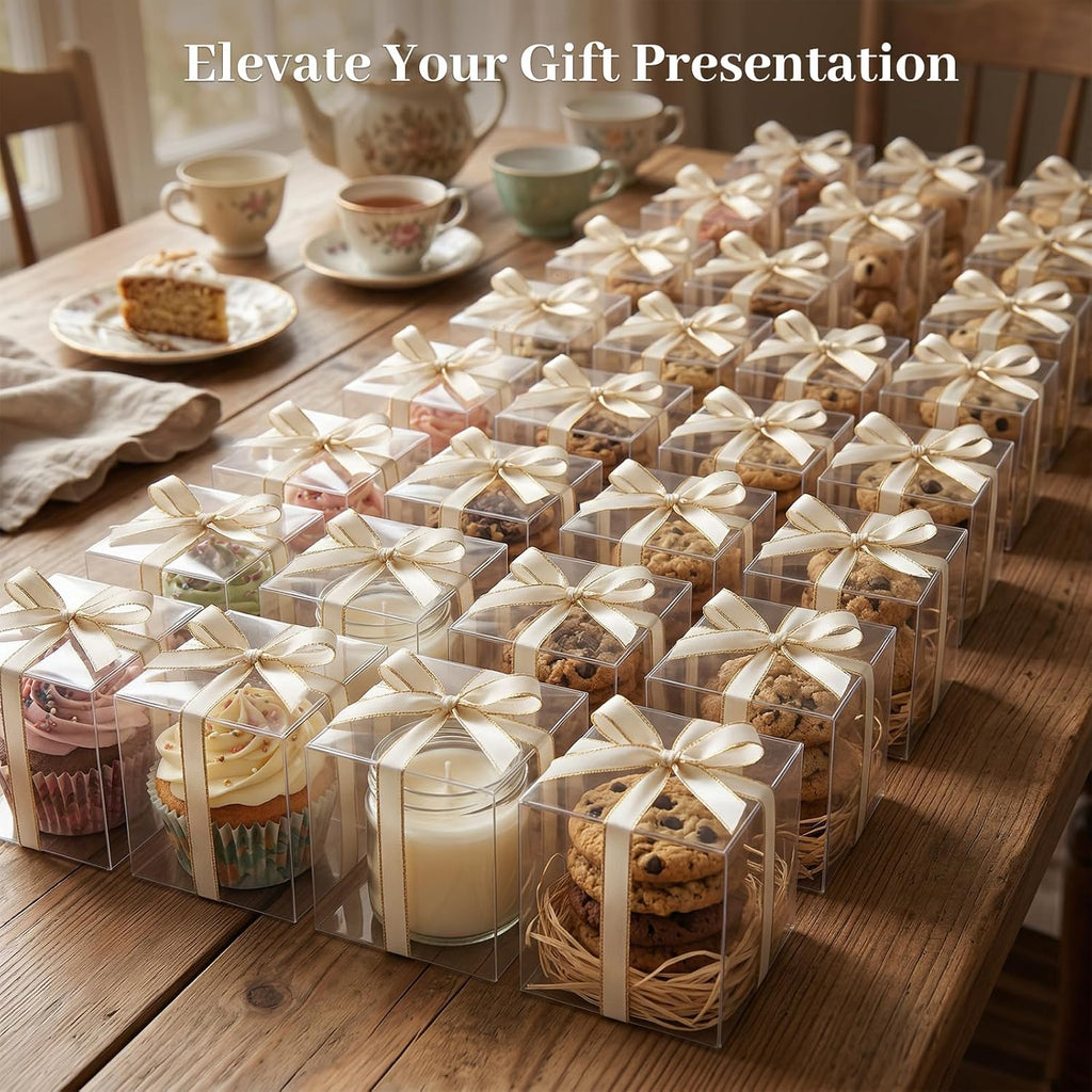 45 PCS Clear Favor Boxes, Large Transparent Plastic Cube Boxes