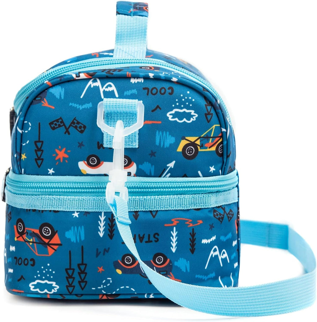 Insulated Kids Dual Compartment Lunch Bags Tote Pack for Girls Boys Toddler Kindergarten School Picnic Food Cooler