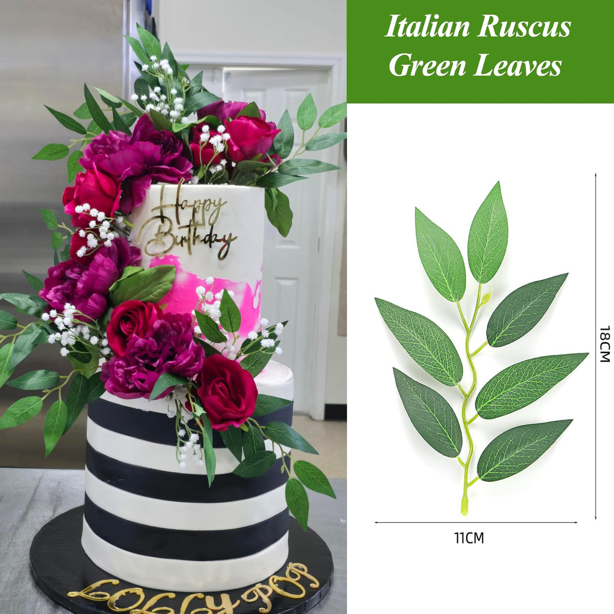 100Pcs Artificial Silk Italian Ruscus Green Leaves for DIY Decor