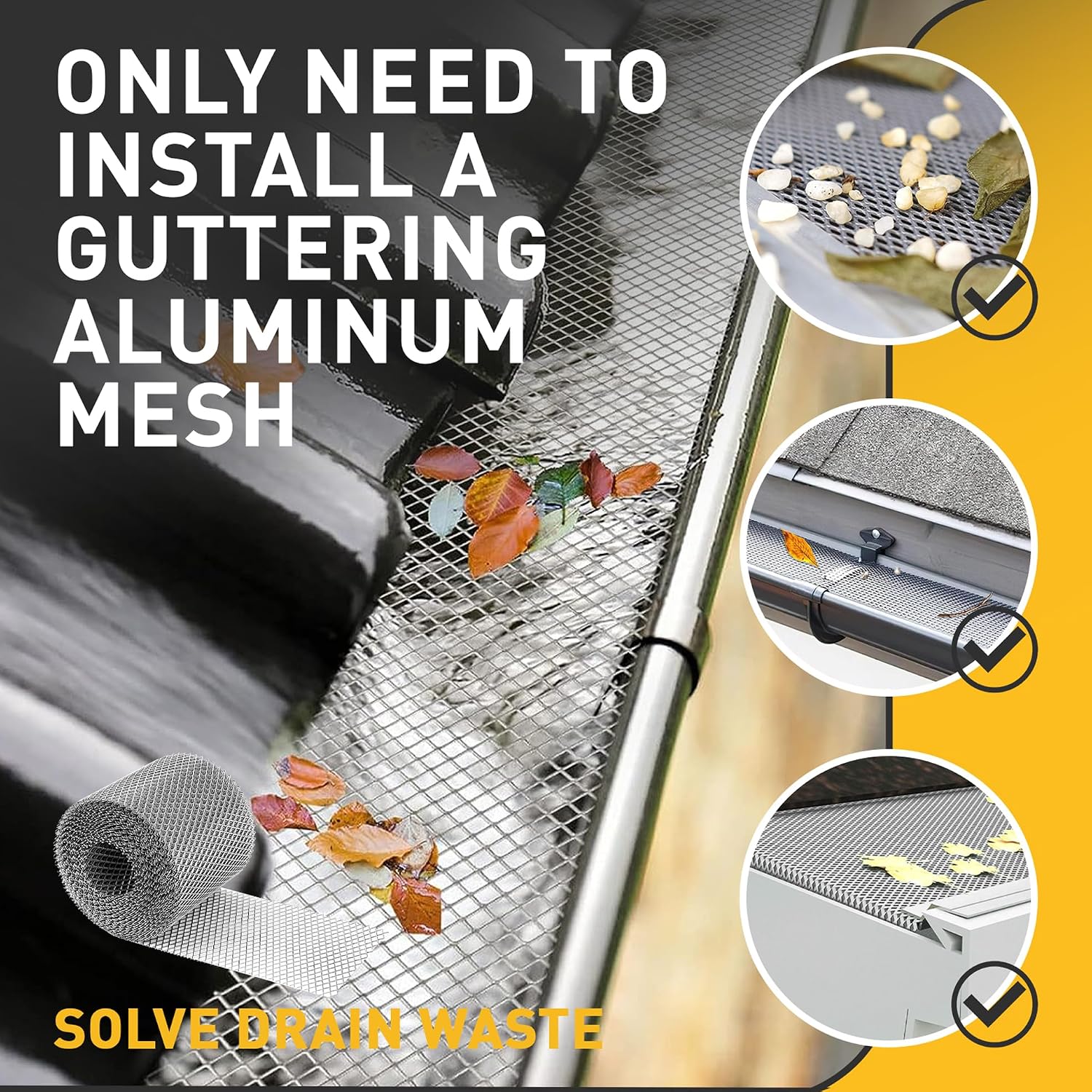 Aluminum Gutter Guard 5 Inch x 50 Feet Roll, Aluminum Leaf Filter Gutter Protection, Leaf Guard Protects from