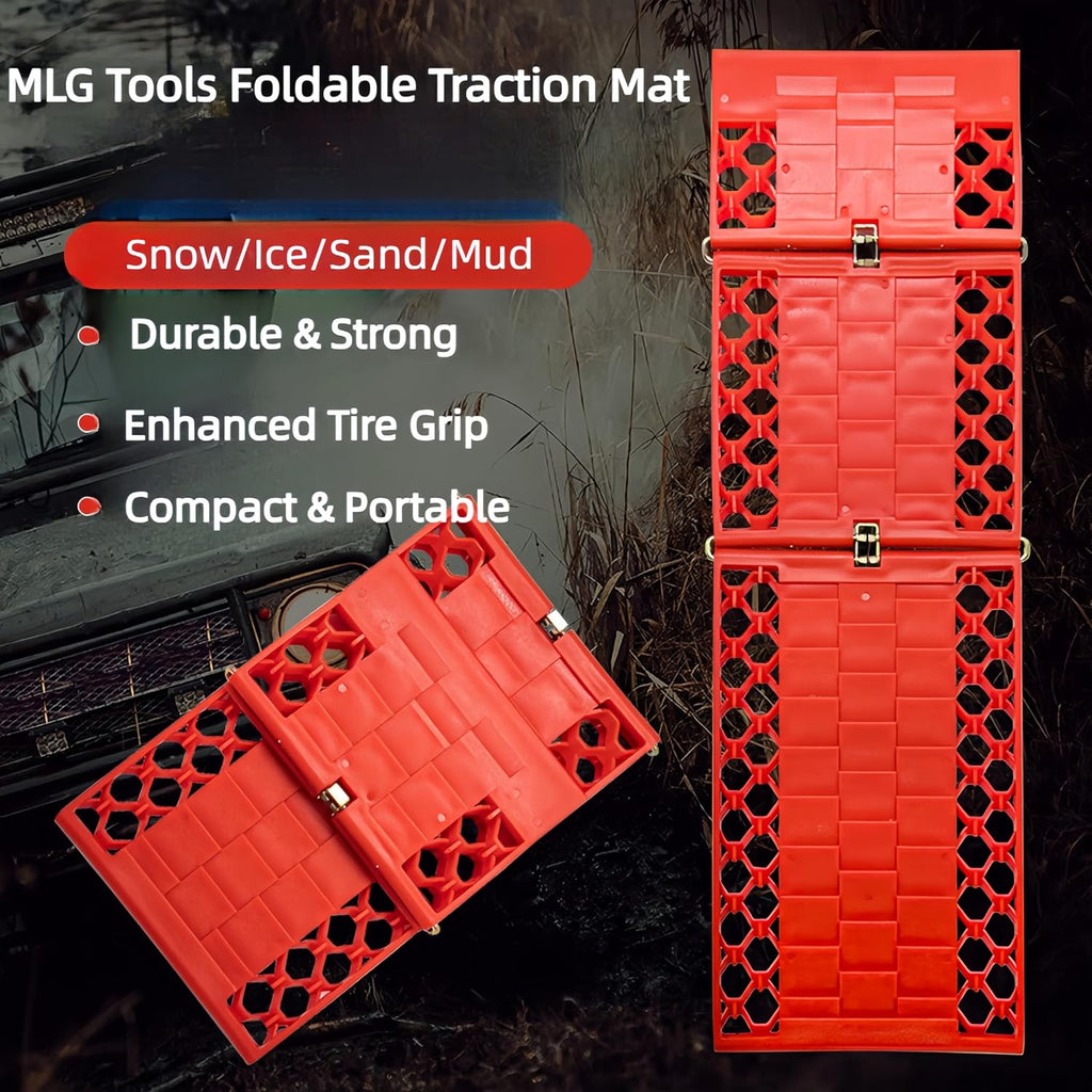 All-Weather Foldable Auto Traction Mat Tire Grip Aid, Self-rescue Off-road board, Anti-skid Pad, Ideal to Unstuck