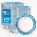 10 oz Paper Bowls, 300 Count Printed Disposable Small Bowls Bulk