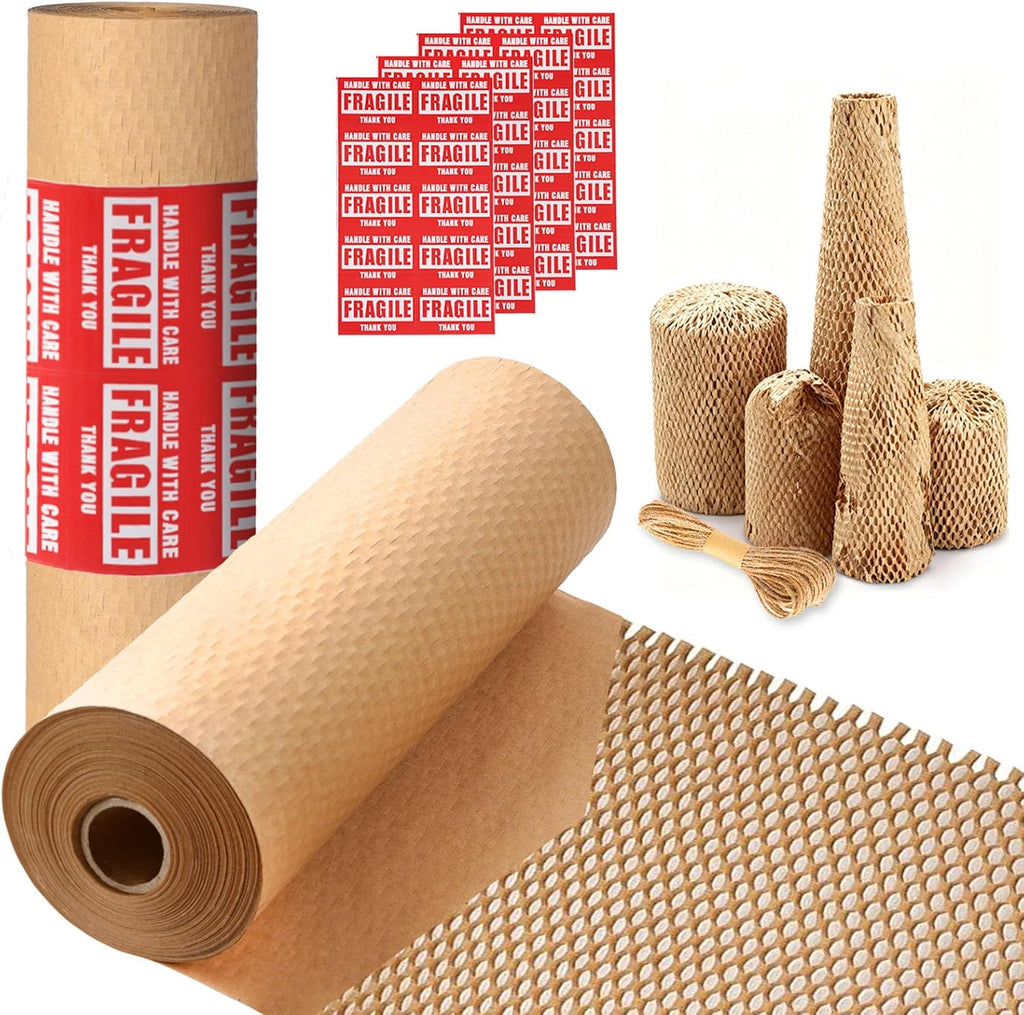 Honeycomb Packing Paper 12"x150' Recyclable Bubble Cushioning Wrap Roll | Eco-Friendly Bubble Wrap for Packing &