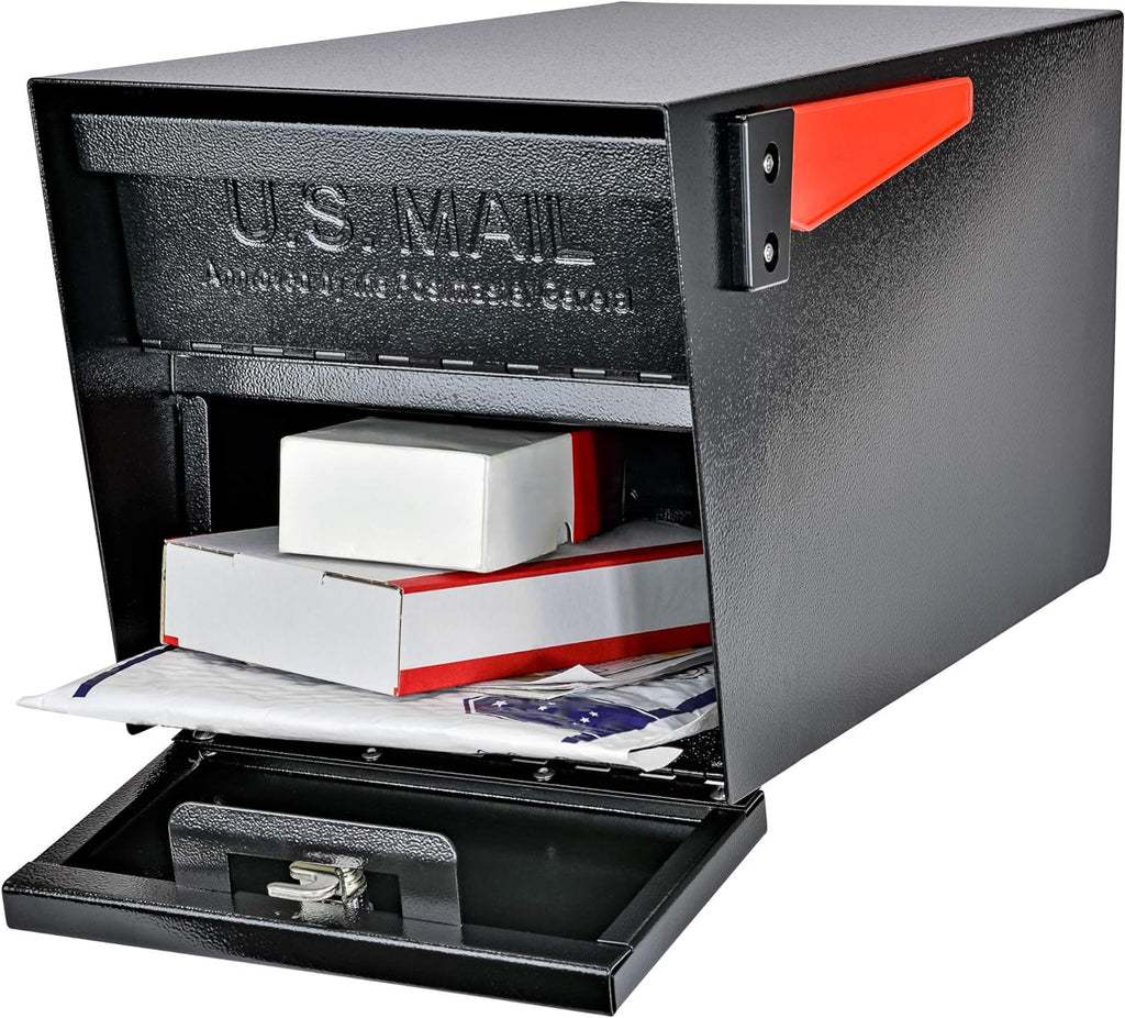 Mail Manager Modern Locking Post Mount Mailbox, USPS Approved | Patented anti-pry lock, accepts small packages
