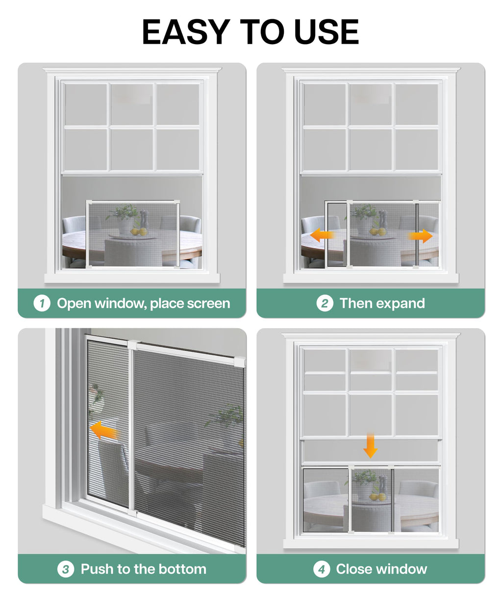 Expandable Window Screen, 15" H x 21.6" - 40" W, 2 Pack
