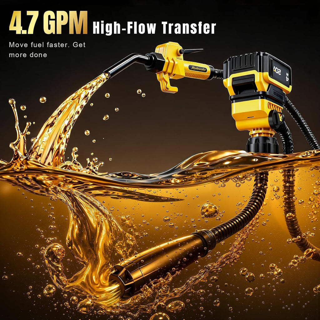 Fuel Transfer Pump for DeWalt 20V Batteries, Cordless 4.7 GPM Flow