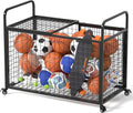Ball Cart Storage for Garage Compatible with Optional Divider, Extra Large Basketball Cage Bin for Indoor Outdoor