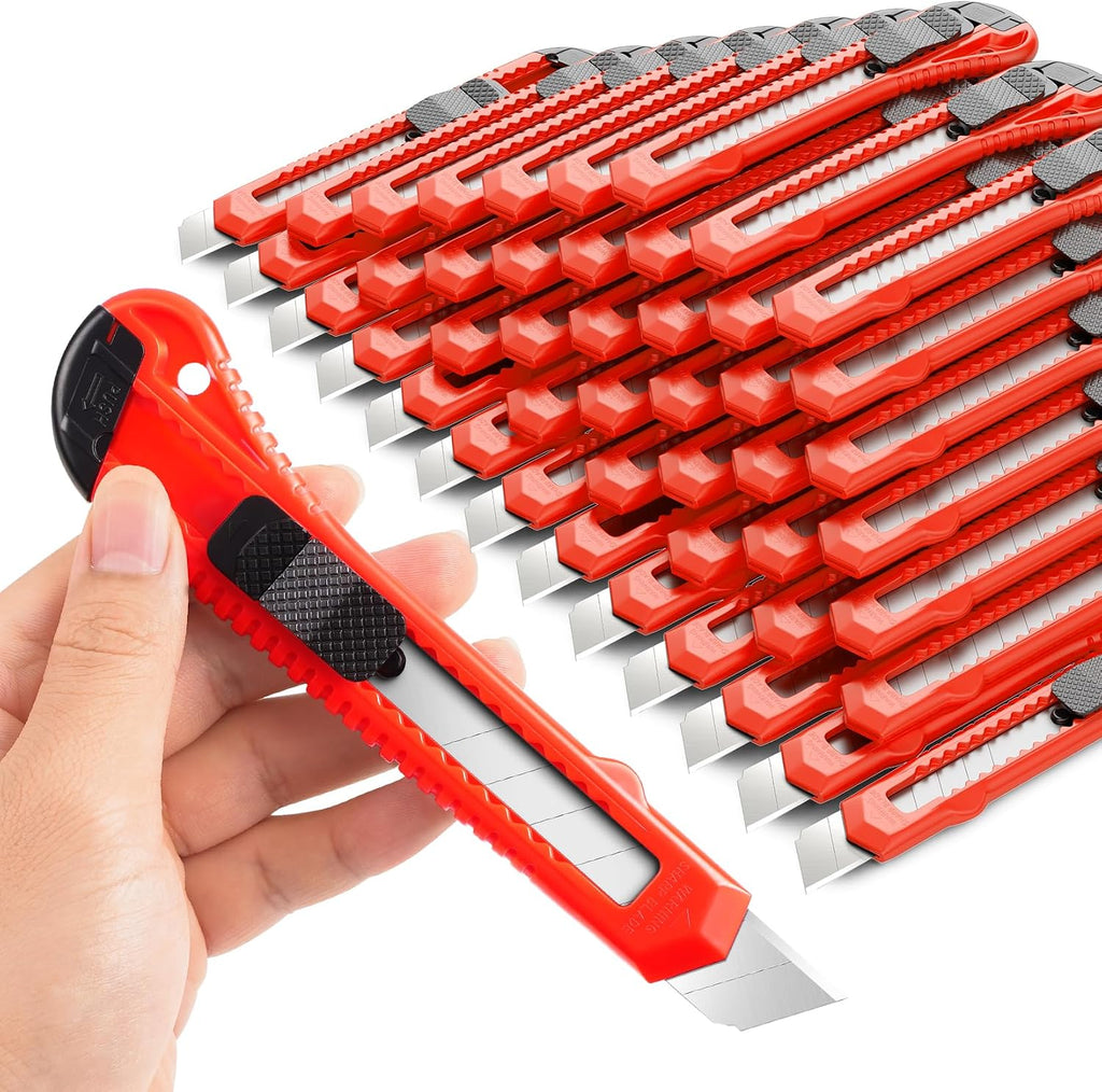 30 Pack Box Cutter Retractable, 18mm Utility Knife, Snap-Off Blade