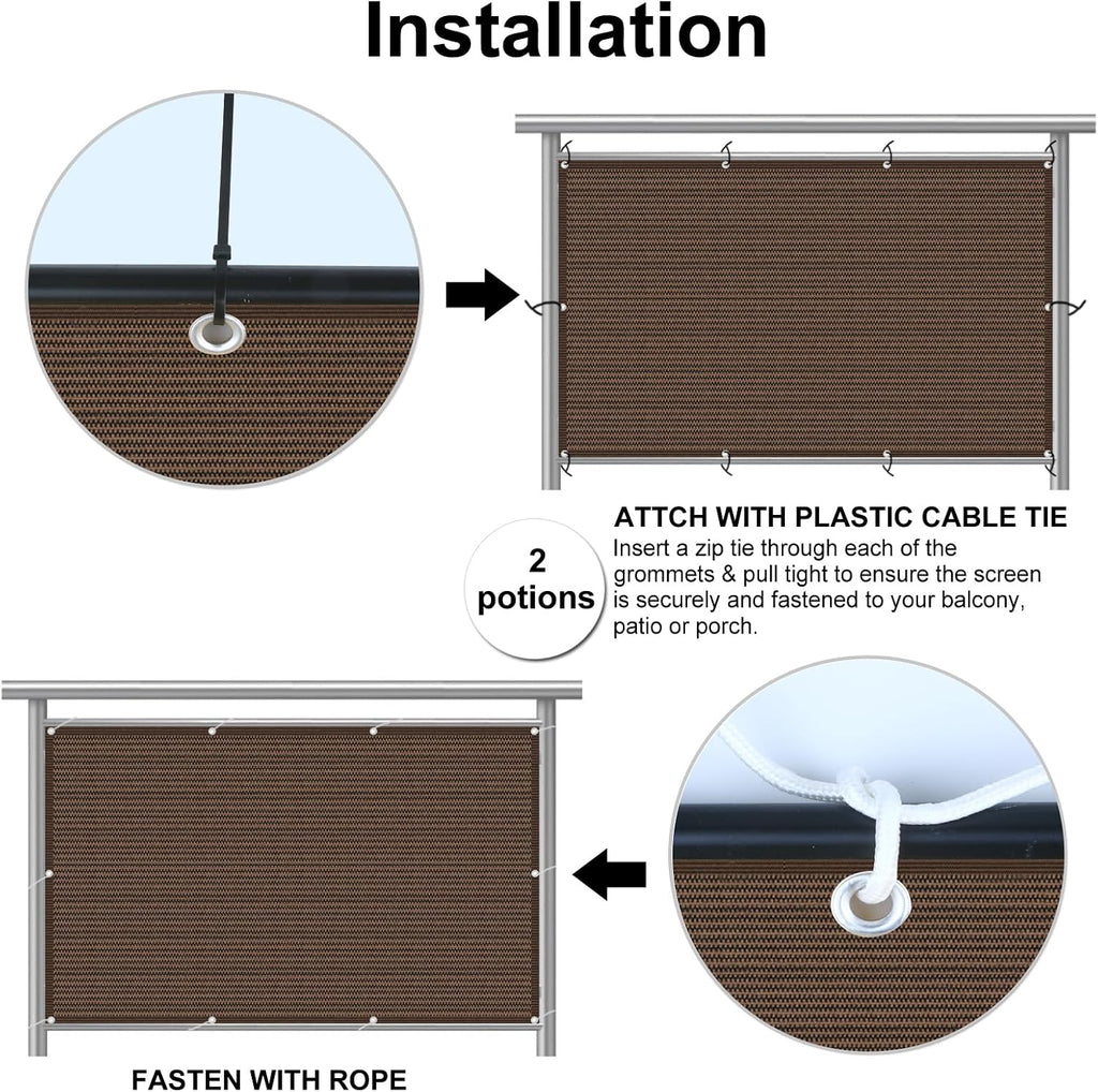 Balcony Privacy Screen Cover Mesh Windscreen Weather-Resistant UV Protection for Backyard Deck, Patio, Balcony, Pool