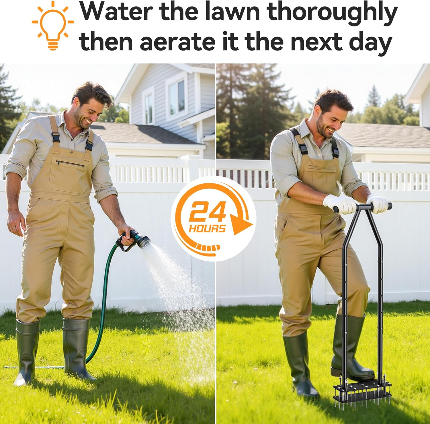 Knee-Friendly Lawn Aerator Tool, Spring Loaded Self-Cleaning Spike Aerator | Manual Lawn Aerator for Yard, Soil