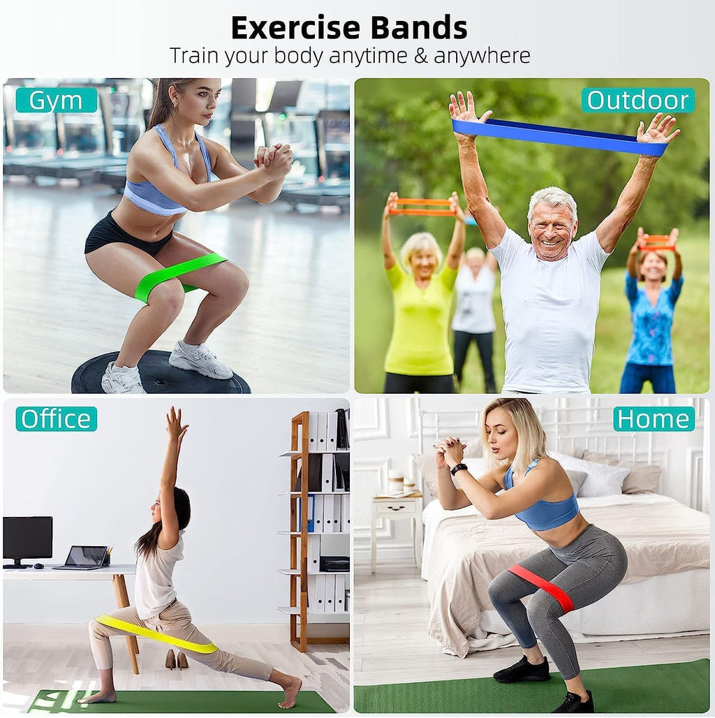 Resistance Bands for Working Out, 5-Pack Elastic Exercise Bands for Strength Training, Stretching, Workout; Home Gym