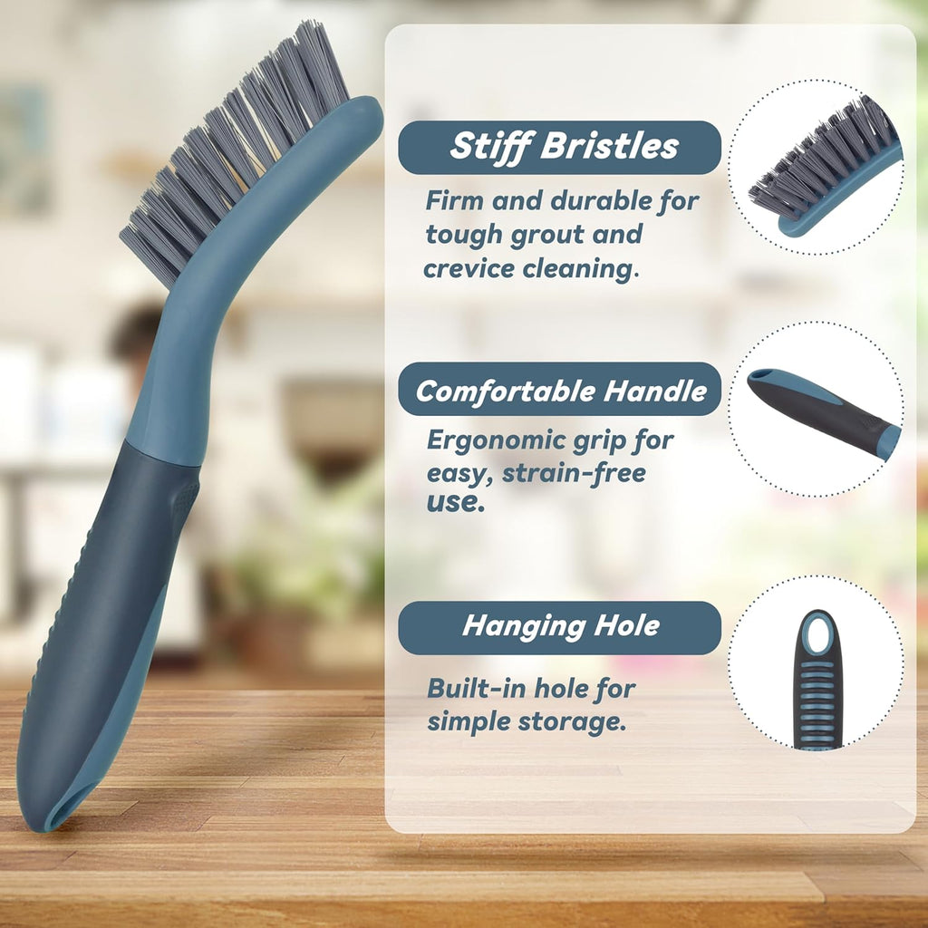 2 Packs Small Brushes for Cleaning, Stiff Bristle Grout Scrub Brushes for Kitchen, Bathroom, and Tile Floors, Ideal
