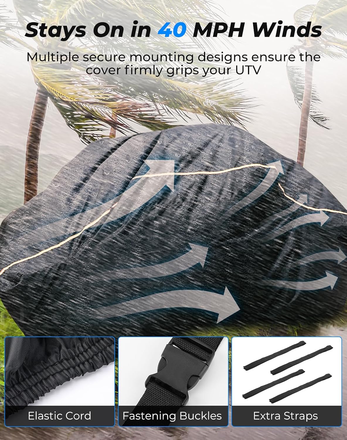 UTV Cover 2 Seater Heavy Duty Medium Size Compatible with Polaris RZR General, Can-Am Maverick, Talon, Teryx, Zforce