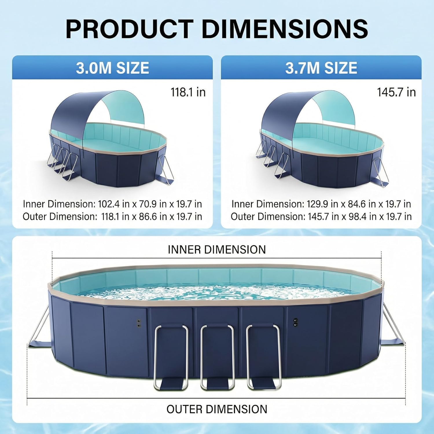 118" Non-Inflatable Foldable Swimming Pool for Family, Portable Above Ground Pool for Adults & Kids, Easy Setup for