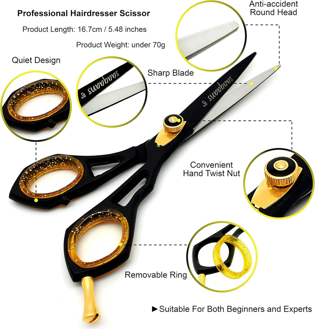 Professional Barber Shears Kit Tools - Hair Cutting Scissors Set for Hairdresser/Hair Salon + Thinning/Texture