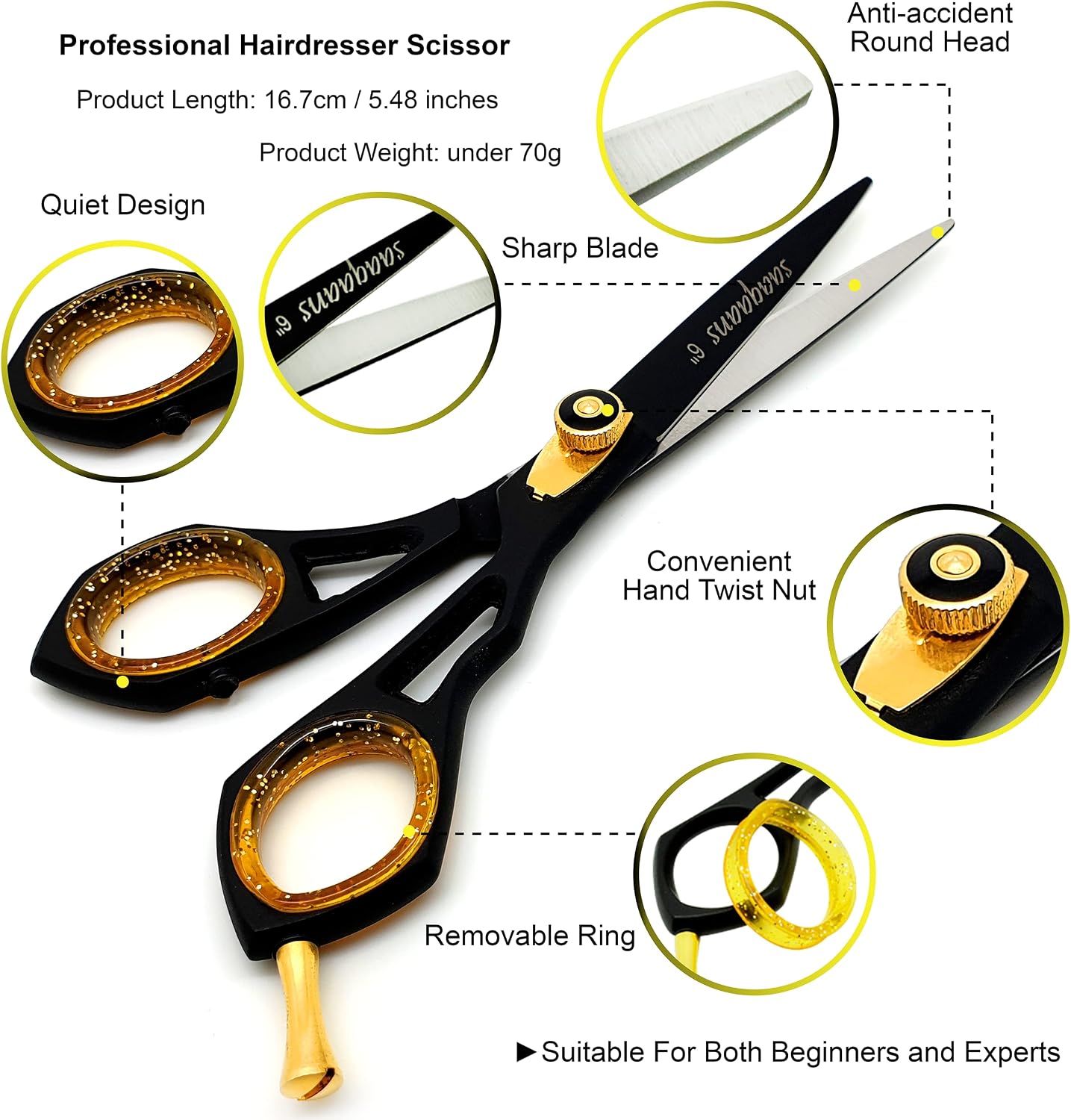 Professional Barber Shears Kit Tools - Hair Cutting Scissors Set for Hairdresser/Hair Salon + Thinning/Texture