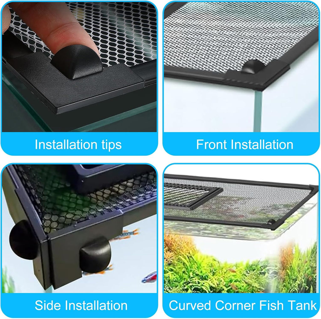 Fish Tank Lid Magnetic Aquarium Net Cover with Feeding Window 5-50 Gallon Aquarium Lid Anti-Jumping Net for Fish 11.8