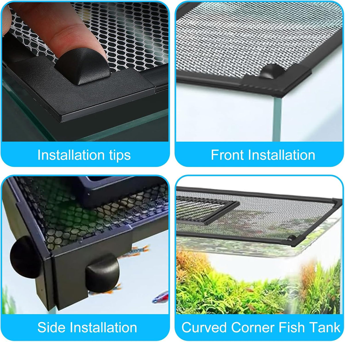 Fish Tank Lid Magnetic Aquarium Net Cover with Feeding Window 5-50 Gallon Aquarium Lid Anti-Jumping Net for Fish 11.8