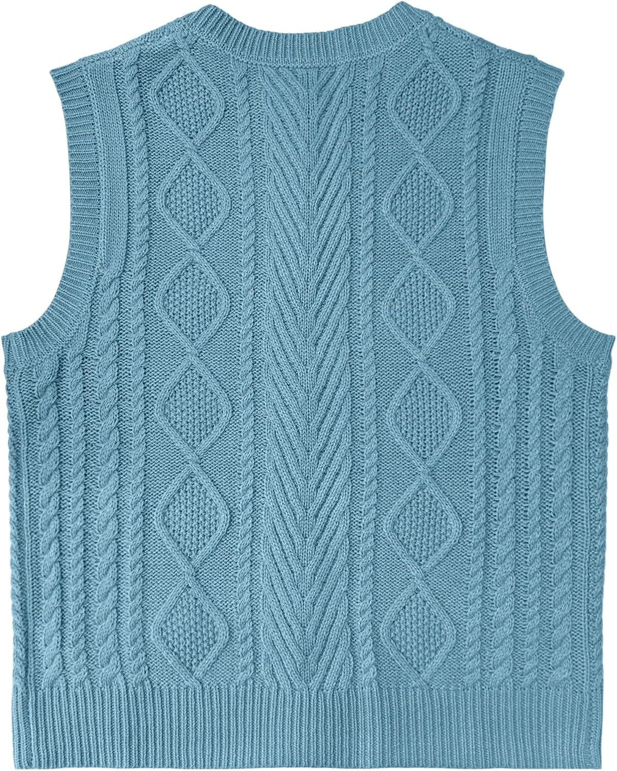 Kid Girls Sweater Vest Sleeveless Button Down Knit Cardigan School Uniform Sweater Vest Top 5-13Y